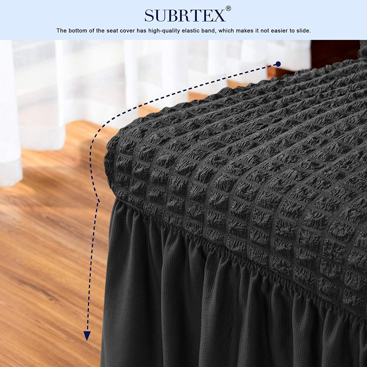 Subrtex Set-of-4 Stretch Dining Chair Cover Ruffle Skirt Slipcovers