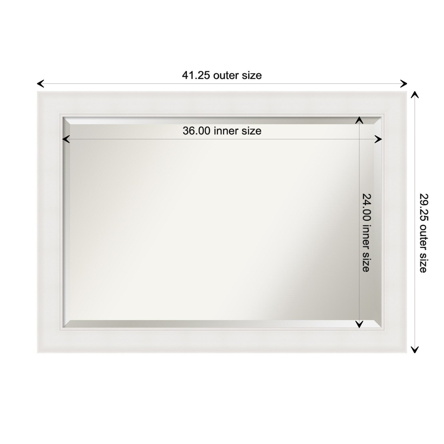 Textured White Beveled Framed Bathroom Vanity Wall Mirror - Textured White