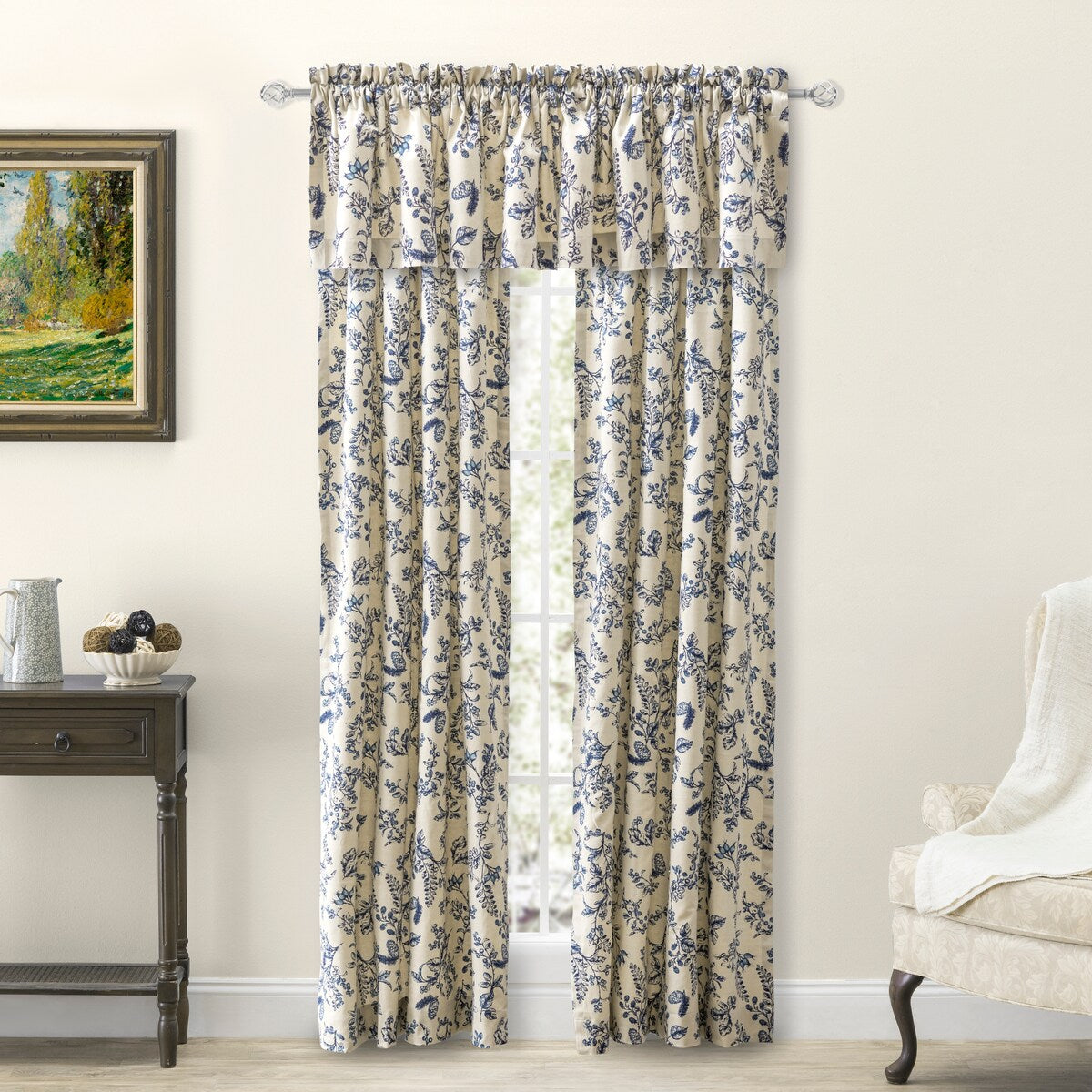 Waverly Gardens Tailored Panel Pair with tiebacks or Tailored Valance