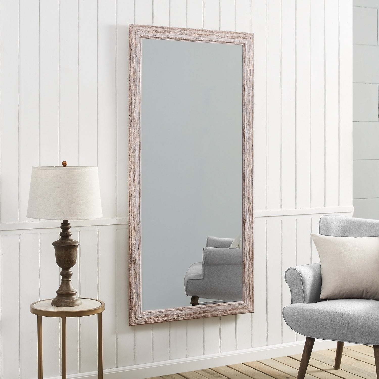 Tall Mirror Wooden Frame Full Body Oversized Rustic Free Standing Vertical, Rectangular Mirror Full Length Hanging Floor Mirror