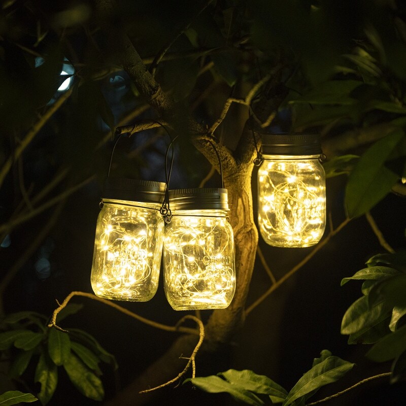 Solar Powered LED Outdoor Mason Jar Lantern (Set of 6)