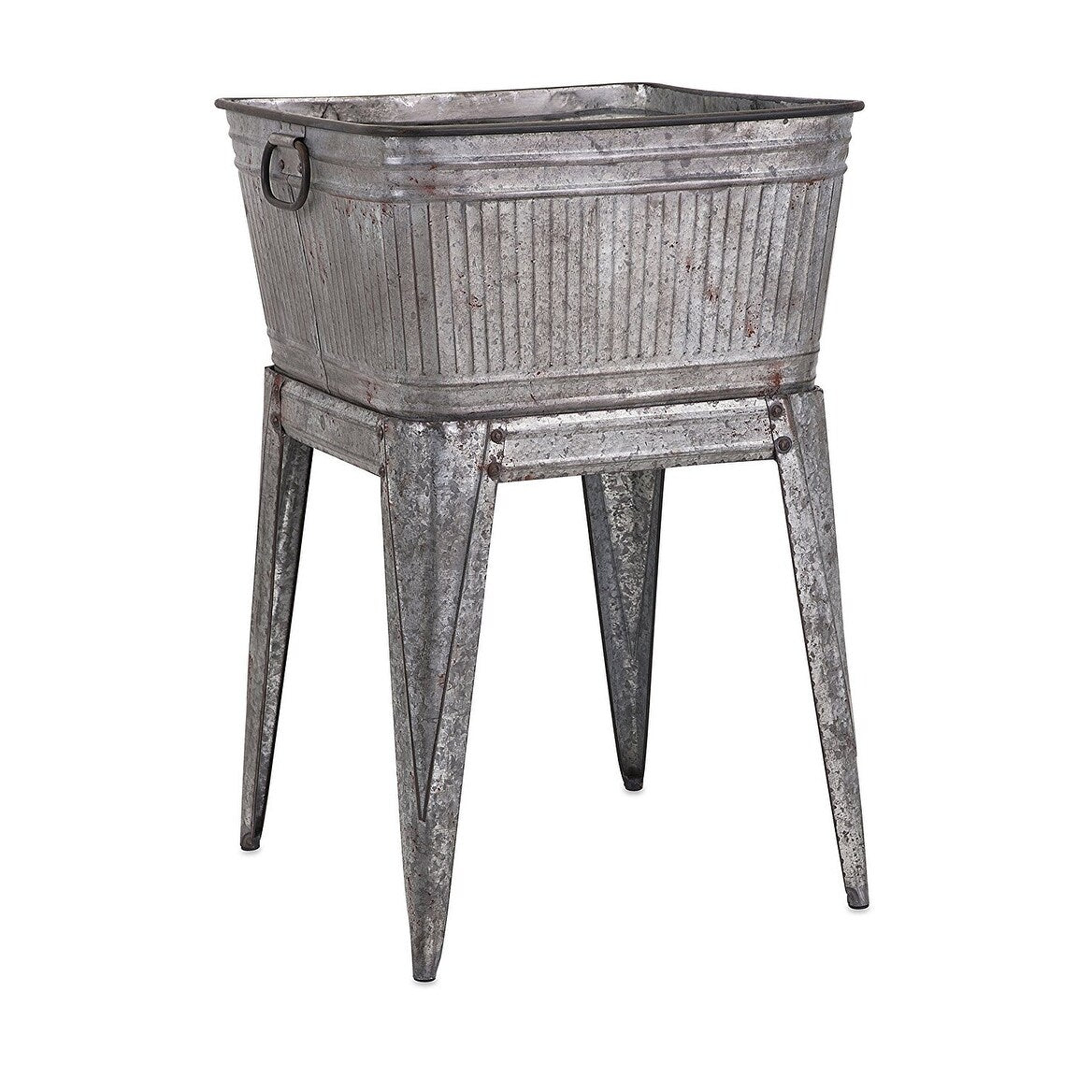 Multi-Functional Galvanized Metal Tub on Stand, Grey