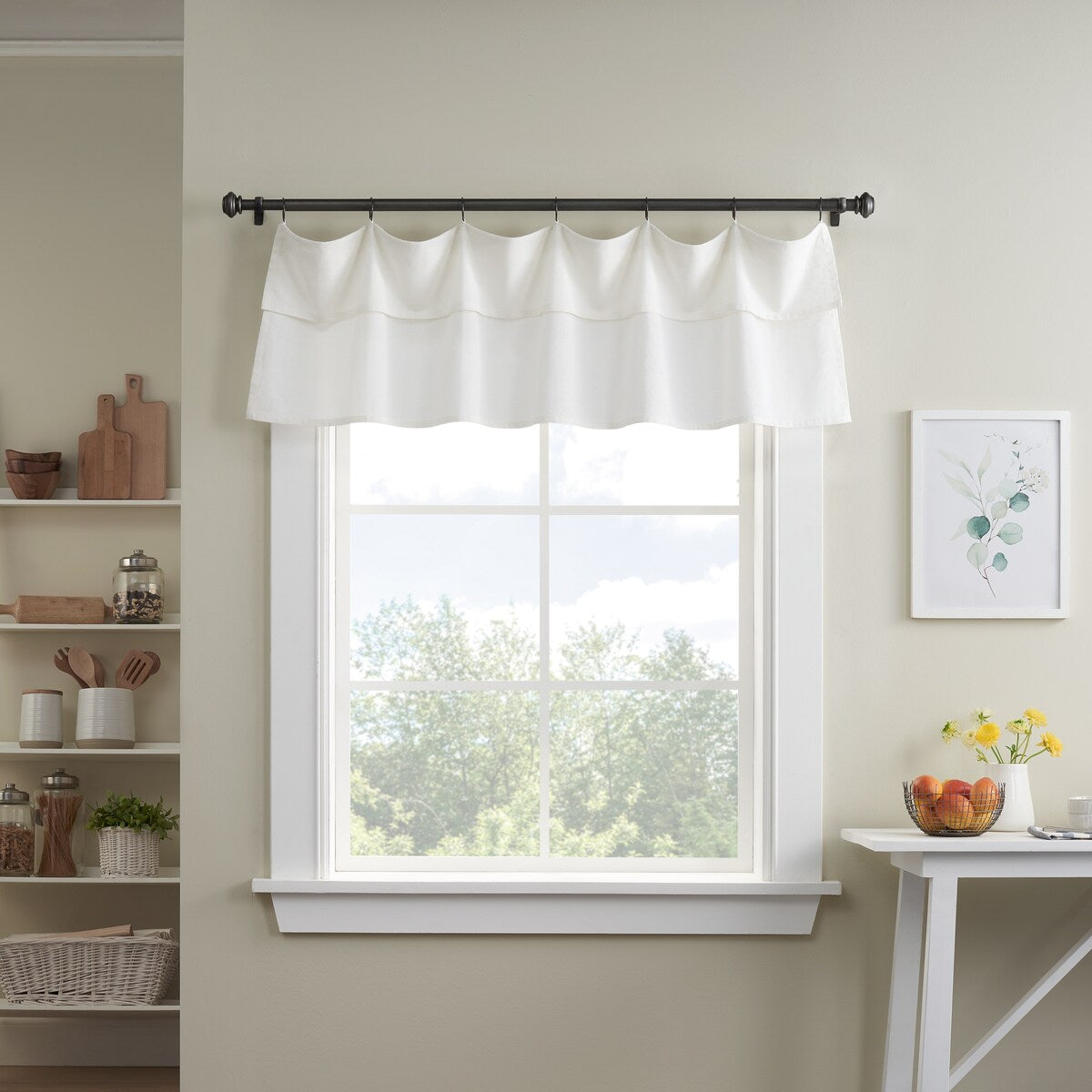 Mercantile Drop Cloth Light Filtering Ring and Tab Top Farmhouse Valance, 16x60