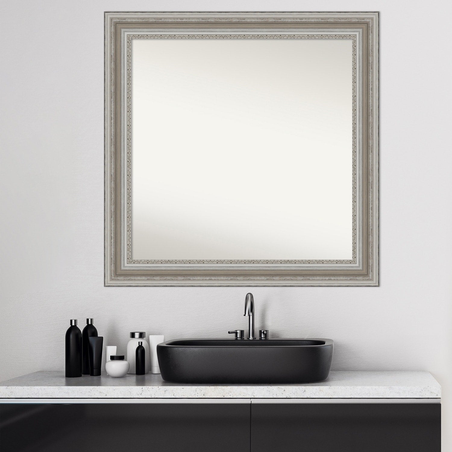 Non-Beveled Bathroom Wall Mirror - Parlor Silver Frame