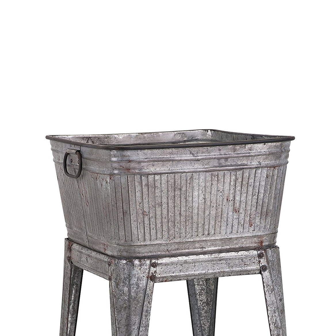 Multi-Functional Galvanized Metal Tub on Stand, Grey