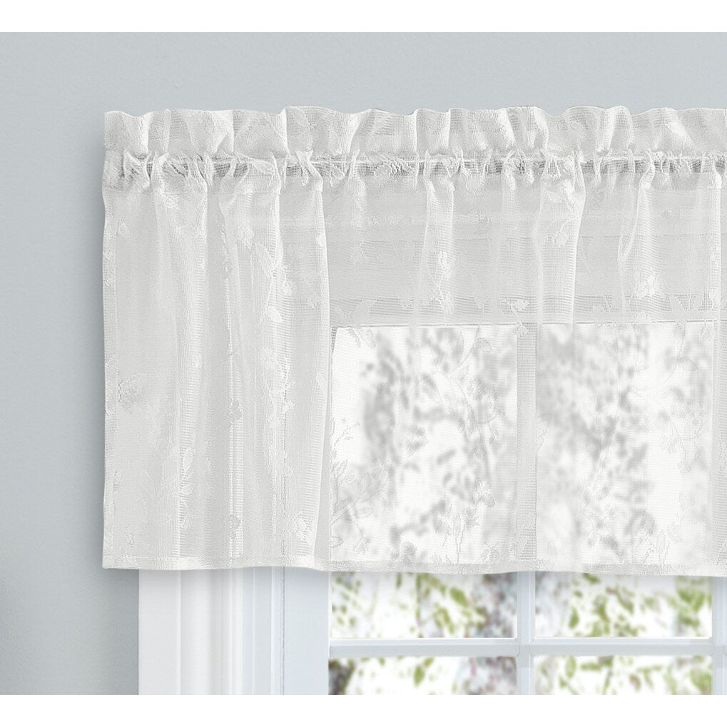 Isabella Lace Elegant Rod Pocket W Header Kitchen Curtains - Tier, Swag Pair and Tailored Valance (Sold Separately)