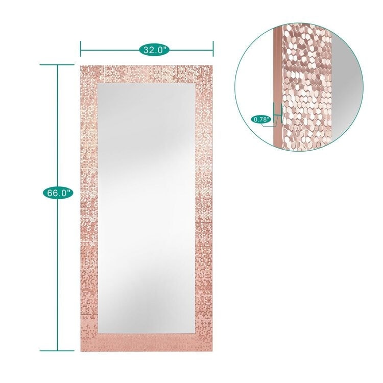 Premium Mosaic Pattern Full-Length Vertical Mirror - Standing, Leaning, Free-Standing Full Body Dressing Mirror