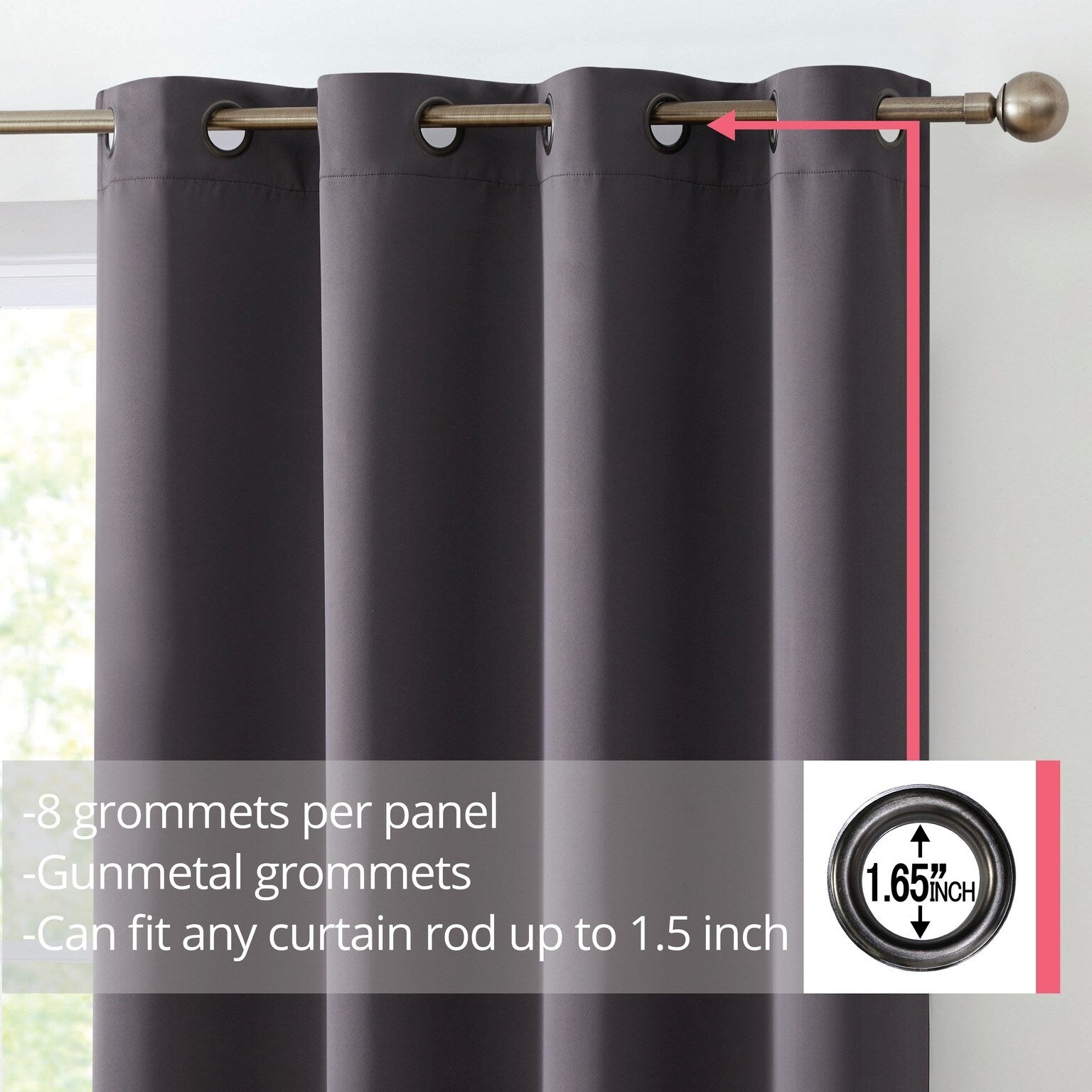 HLC.me Oxford Blackout Curtains - Thermal Insulated Window Treatment Grommet Panels, Set of 2