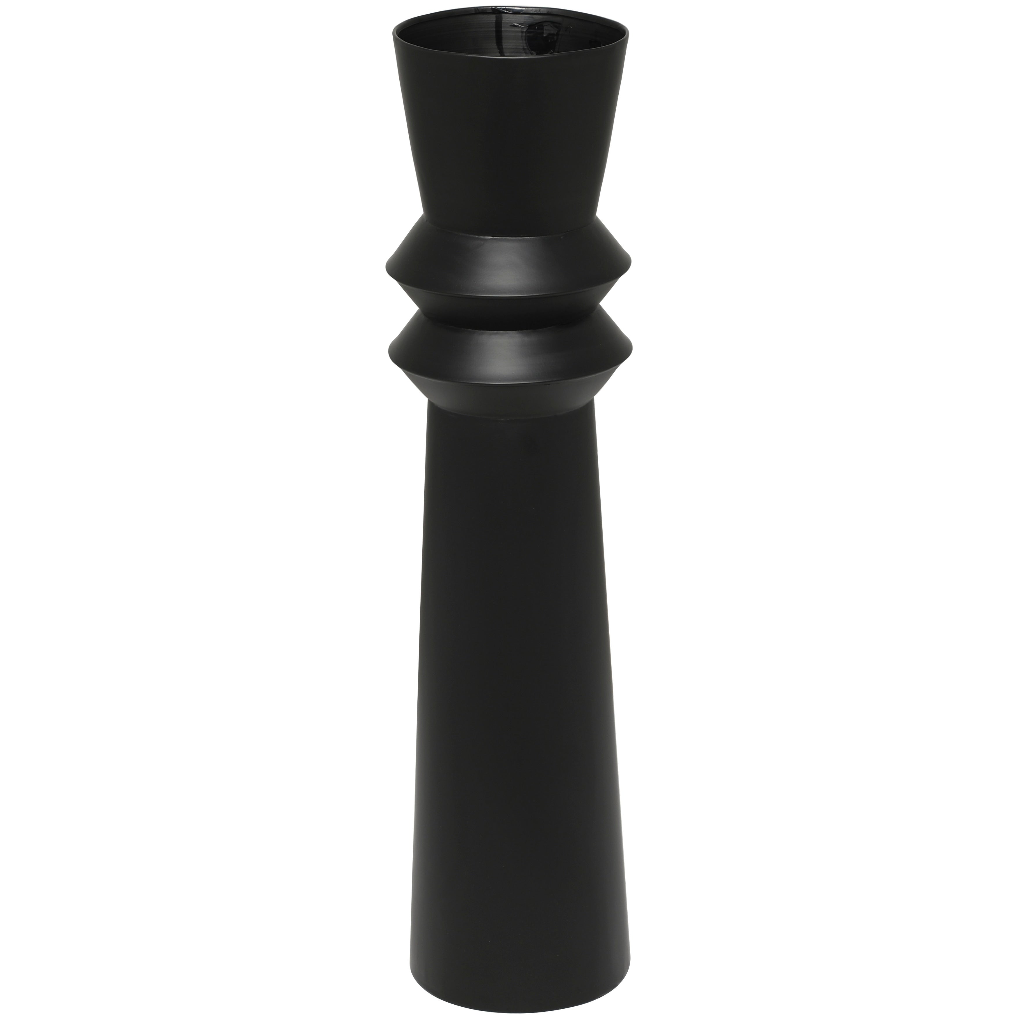 The Novogratz Black Metal Tall Art Deco Fluted Floor Vase