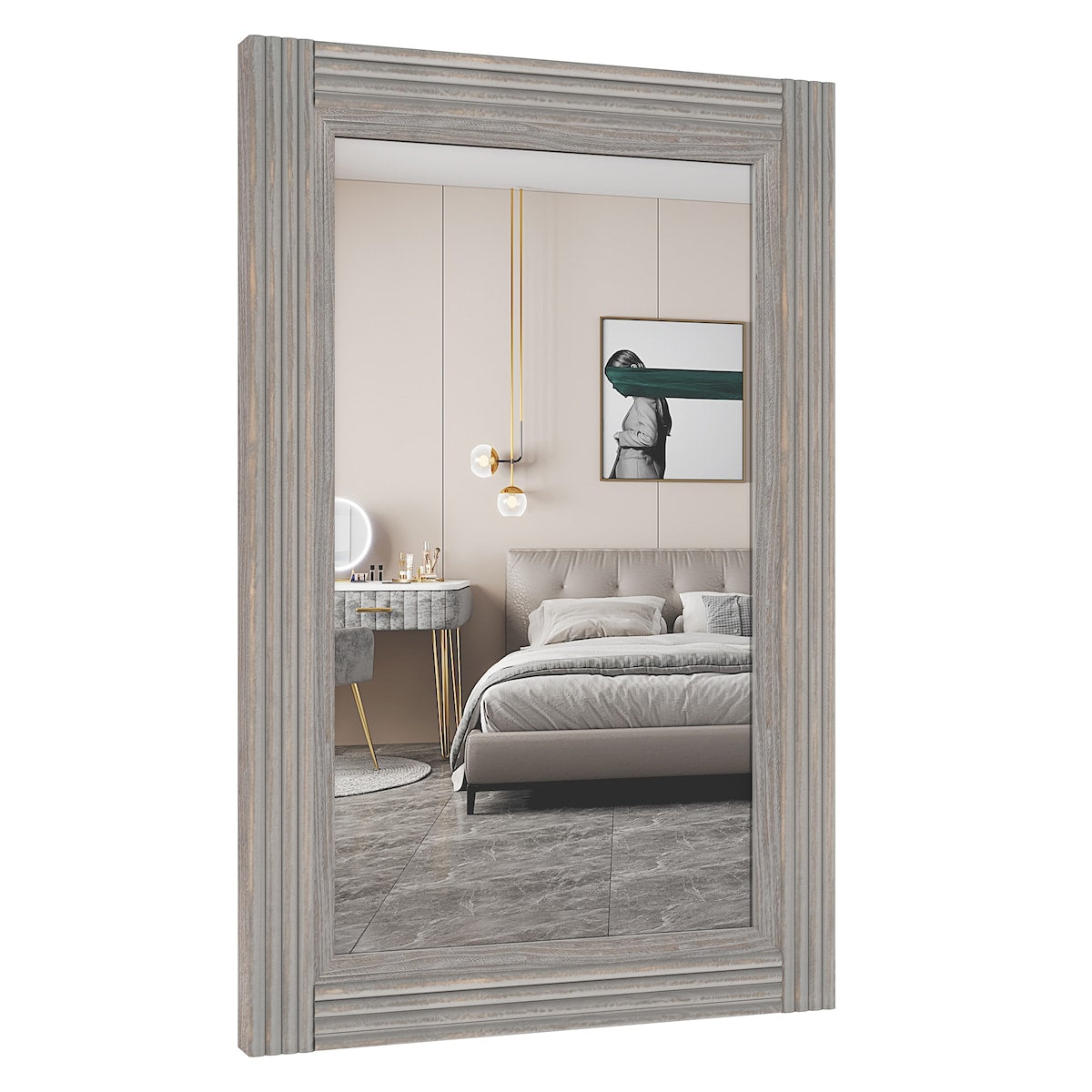 Solid Wood Frame Flat Bathroom Mirror