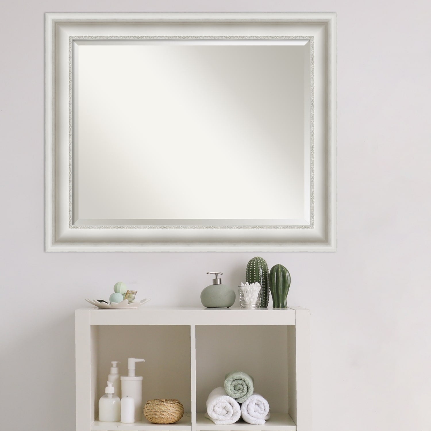 Beveled Bathroom Wall Mirror - Parlor White Frame