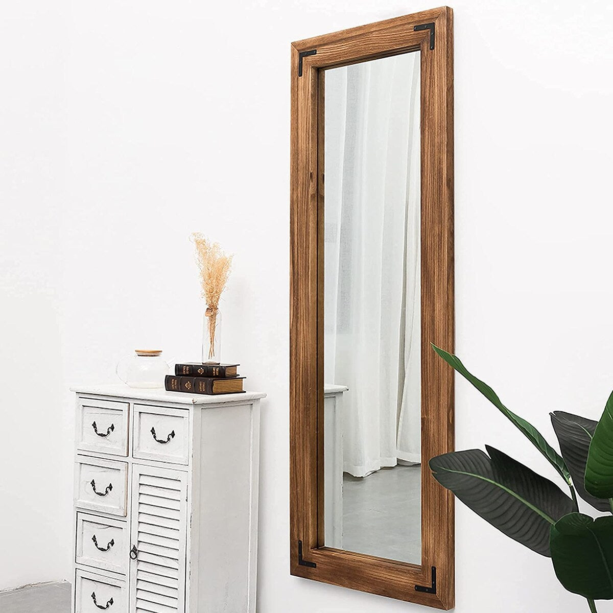 Farmhouse Rustic Wooden Framed Full Length Floor Mirror - 65x24