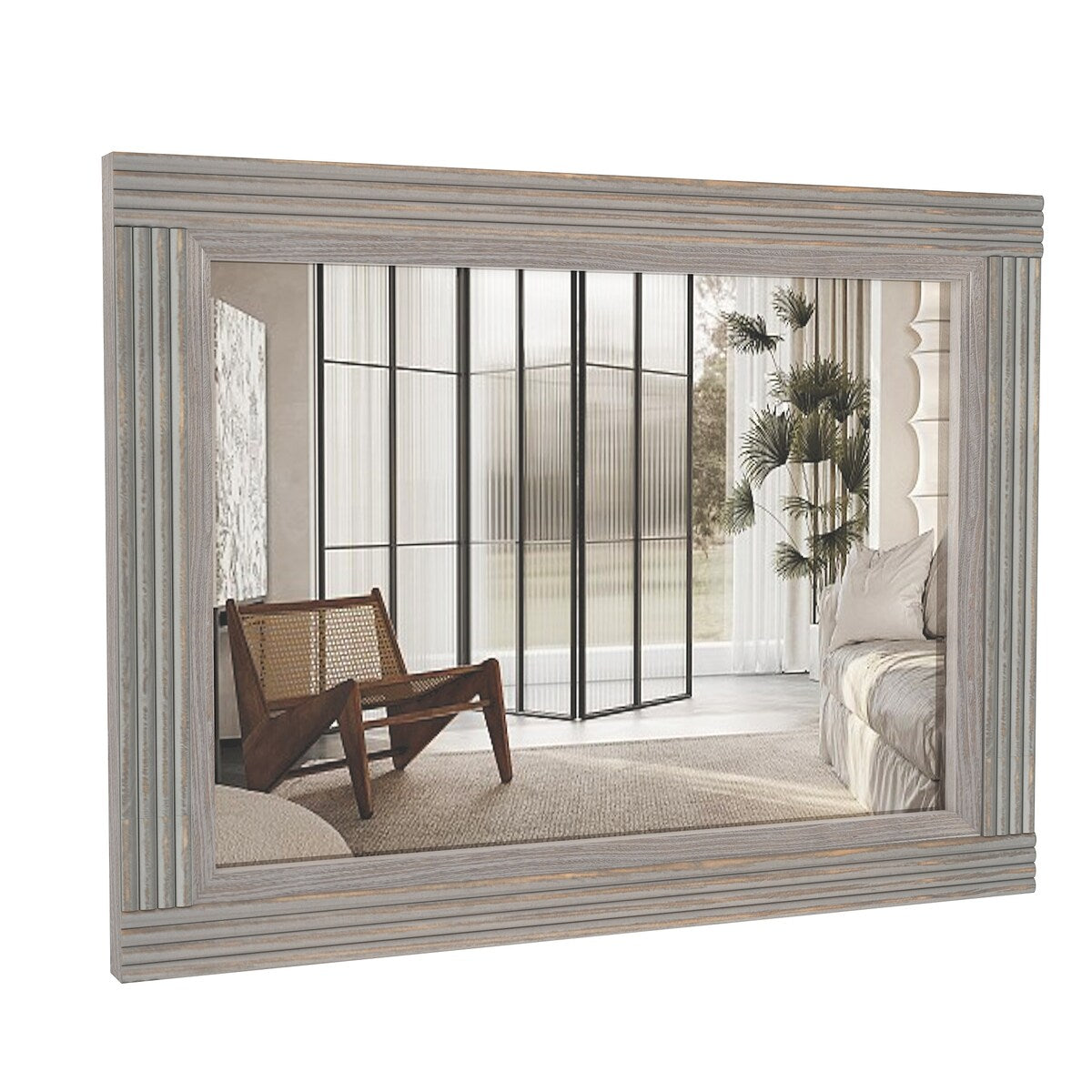 Solid Wood Frame Flat Bathroom Mirror