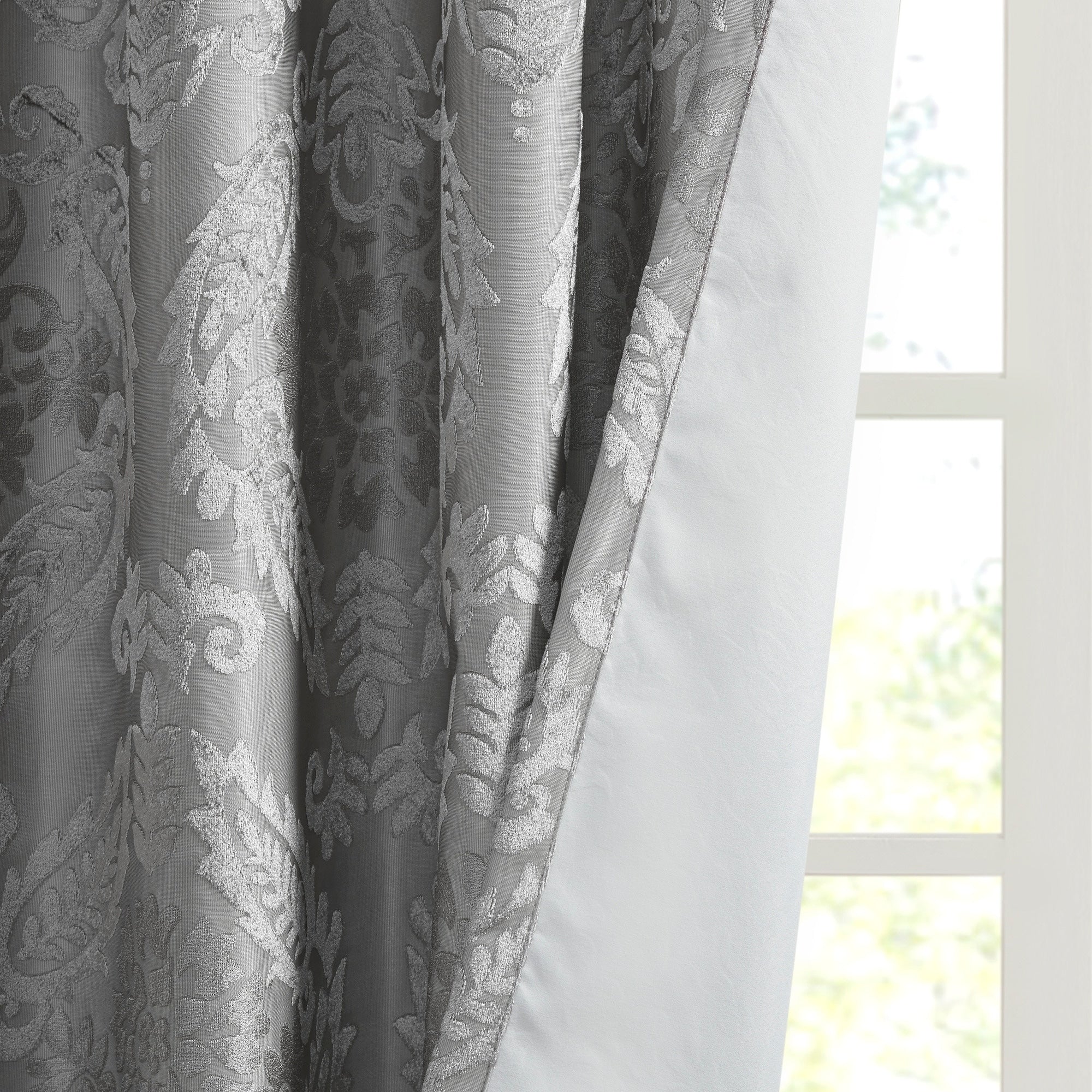 Loraine Knitted Jacquard Paisley Total Blackout Grommet Top Curtain Panel by SunSmart