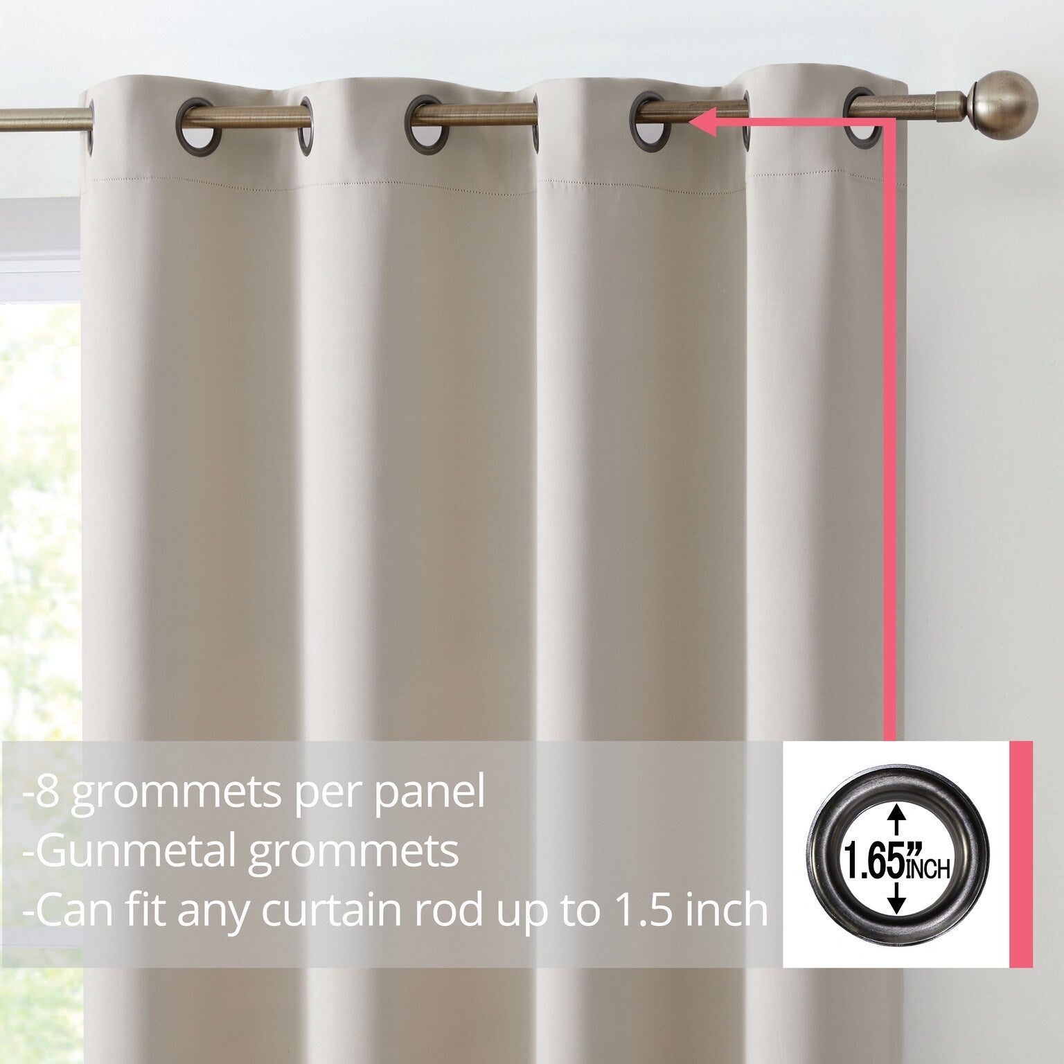 HLC.me Oxford Blackout Curtains - Thermal Insulated Window Treatment Grommet Panels, Set of 2