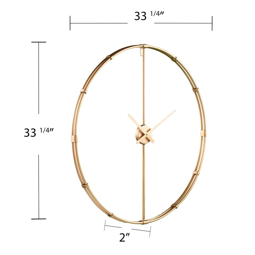 SEI Furniture Dexdale Contemporary Gold Large Metal Clock