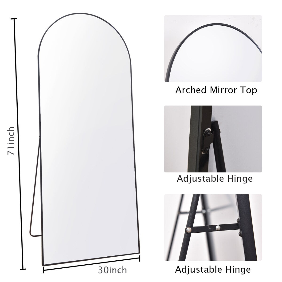 Arched Full Length Floor Mirror Full Body Standing Mirror Wall Decor