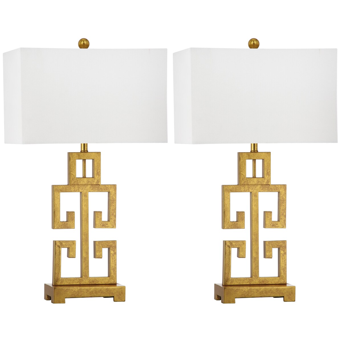 SAFAVIEH Lighting Chantelle Greek Antiqued Gold 29-inch Table Lamp (Set of 2) - 16Wx9Dx29H