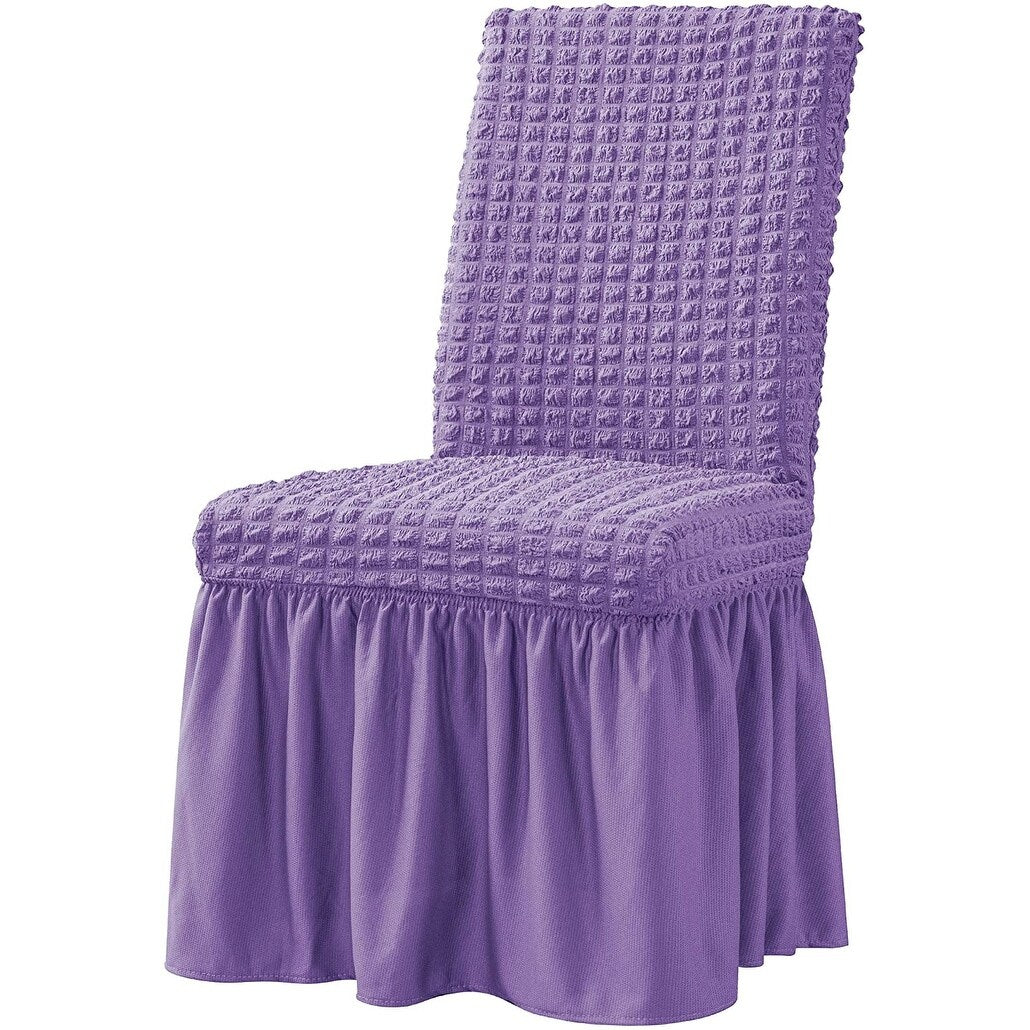 Subrtex Set-of-4 Stretch Dining Chair Cover Ruffle Skirt Slipcovers