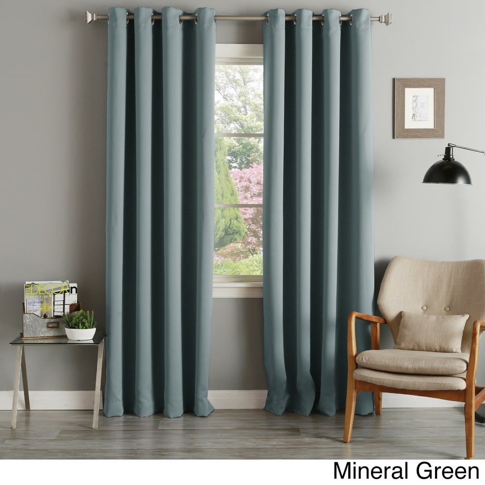 Aurora Home Silvertone Grommet Thermal Insulated Blackout Curtain Panel Pair