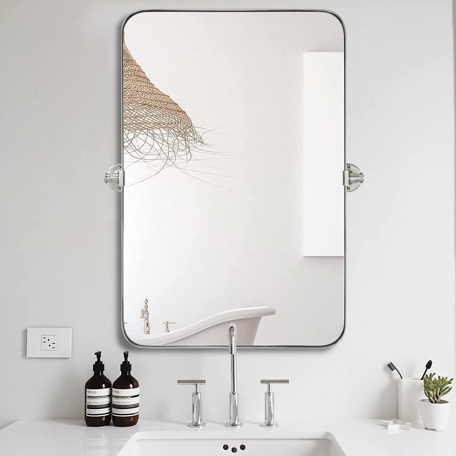 TEHOME Jonathan Rectangle Pivot Tilt Metal Wall Mirror