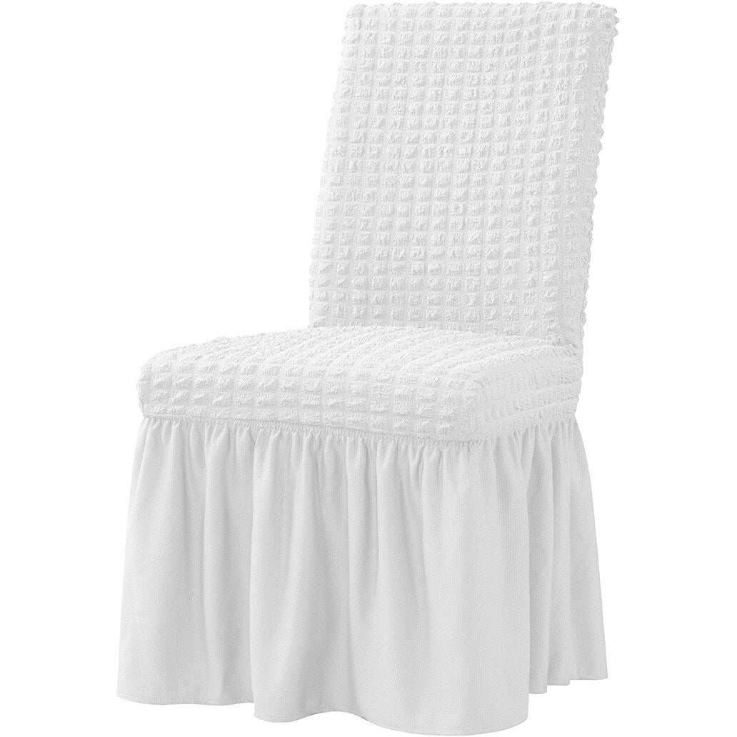 Subrtex Set-of-4 Stretch Dining Chair Cover Ruffle Skirt Slipcovers