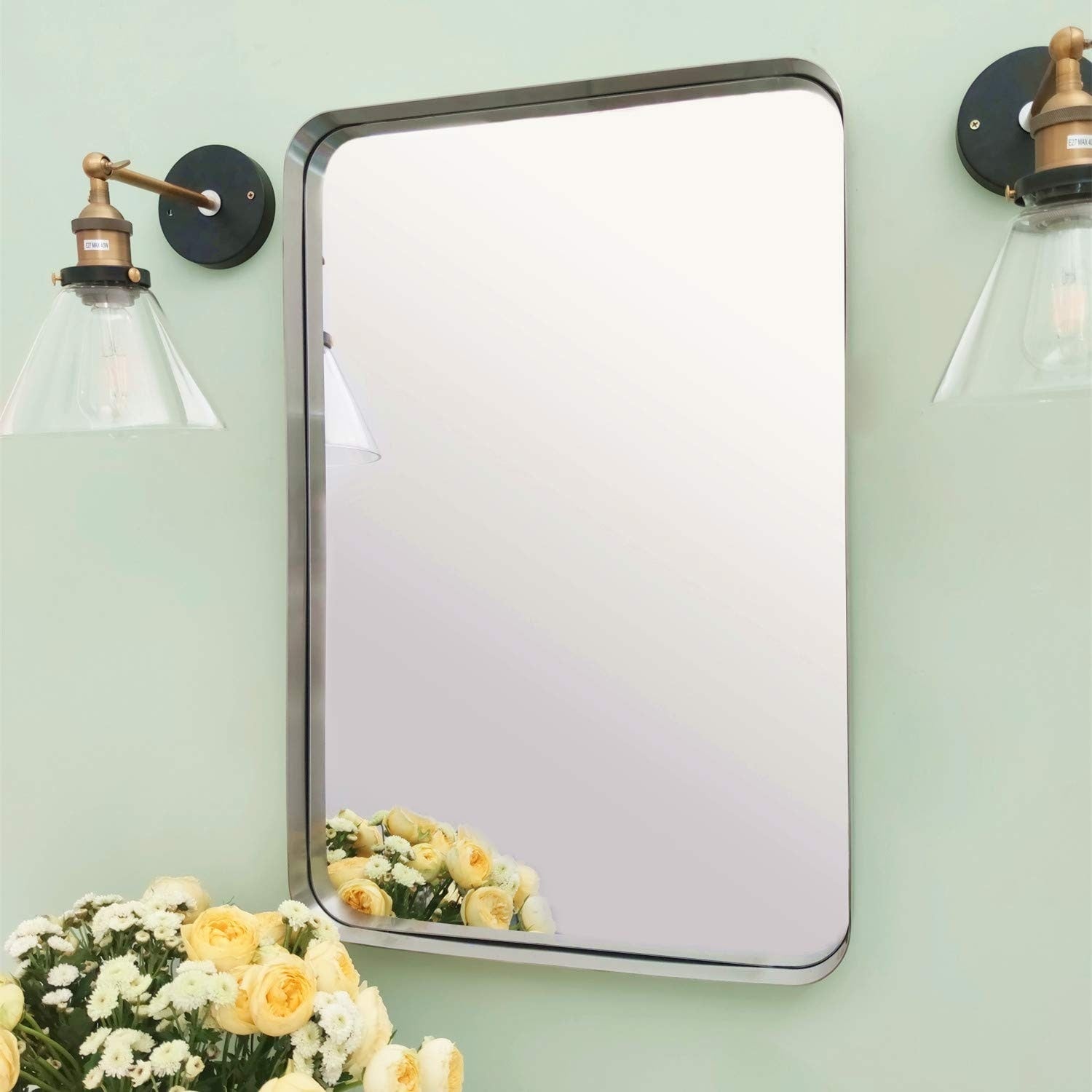 TEHOME Arthers Stainless Steel Metal Bathroom Vanity Wall Mirror