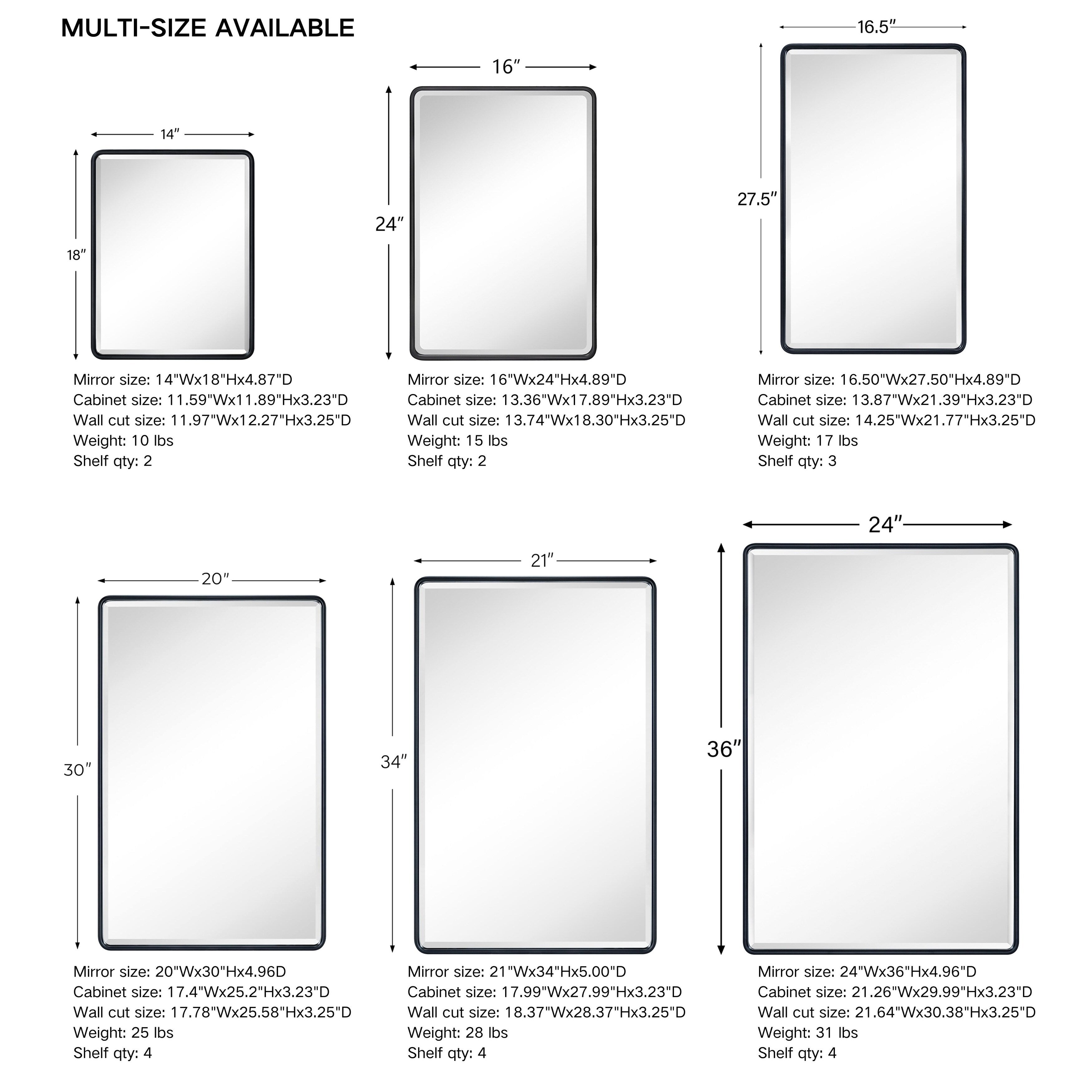 TEHOME Farmhouse Recessed Metal Bathroom Medicine Cabinets with Mirror