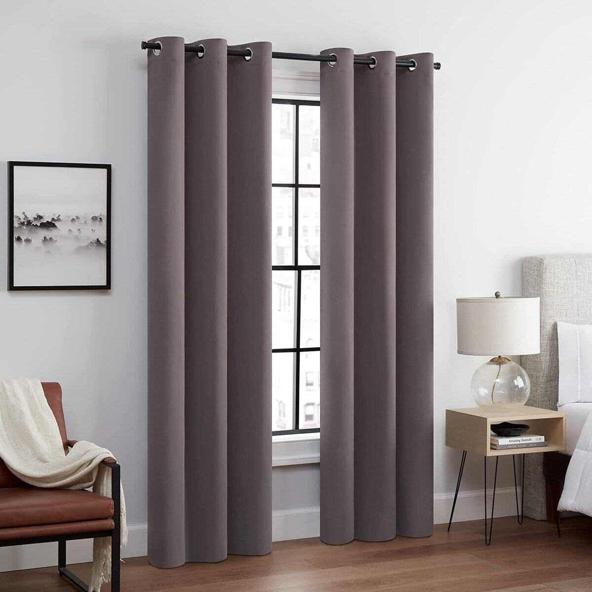 Eclipse Aldera Solid Tripleweave Thermal Blackout Grommet Curtains (2 Panels)