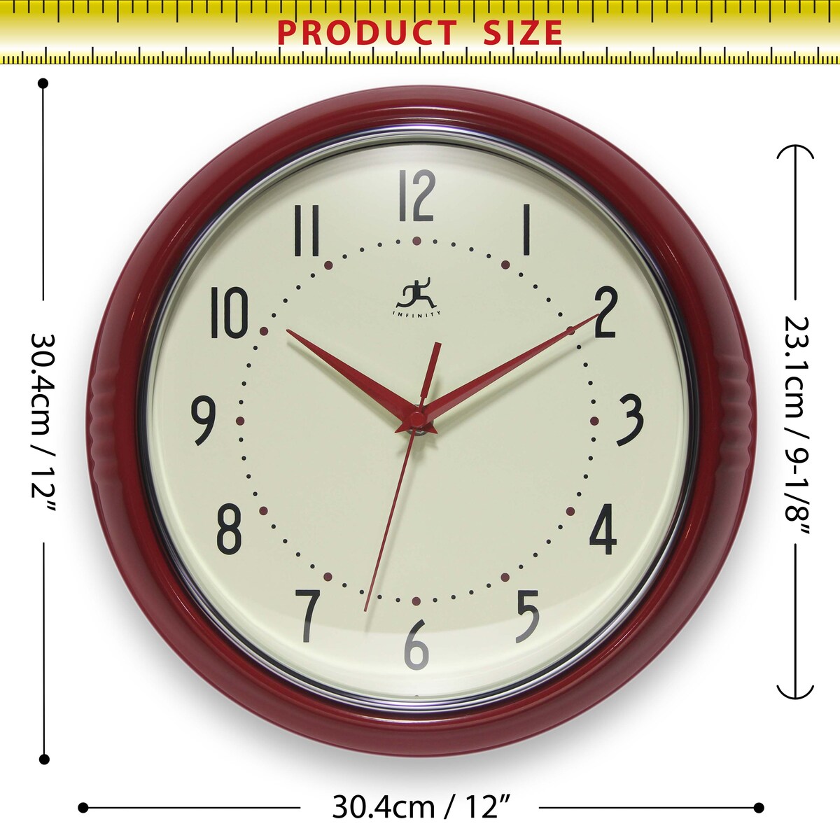 Round Retro Kitchen Wall Clock by Infinity Instruments