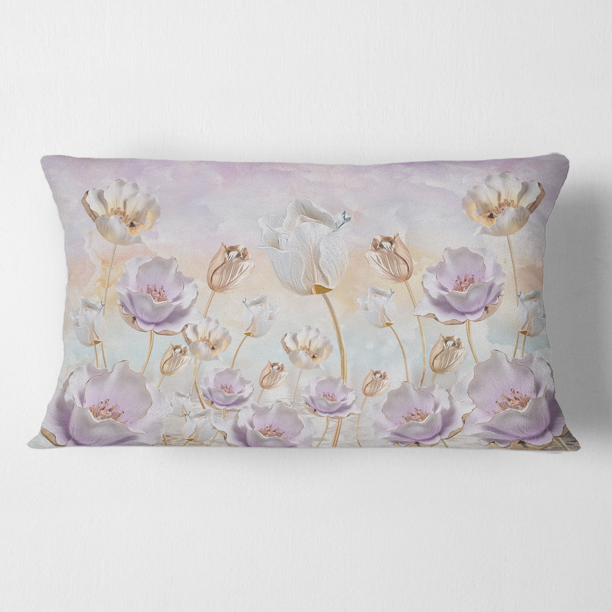 Designart 'Blossoming Flowers In Pastel Tones' Traditional Printed Throw Pillow