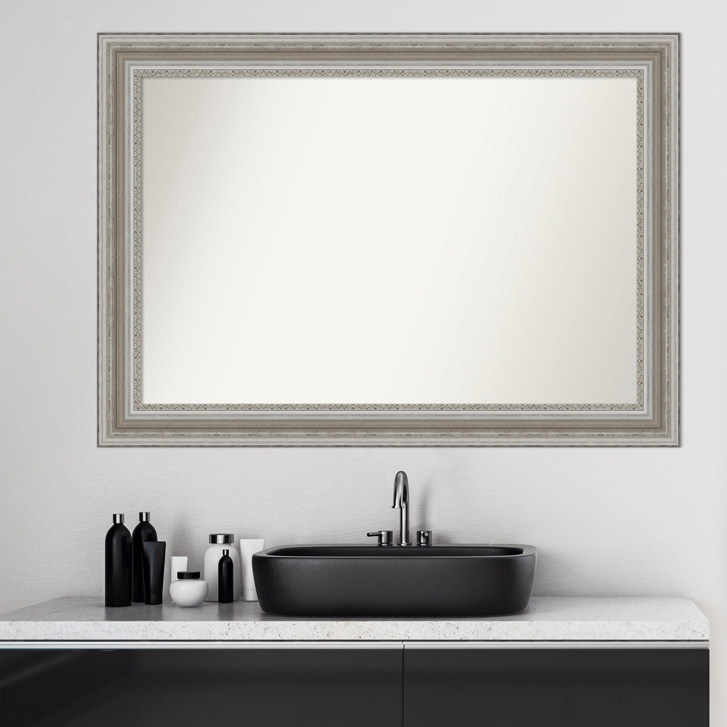 Non-Beveled Bathroom Wall Mirror - Parlor Silver Frame