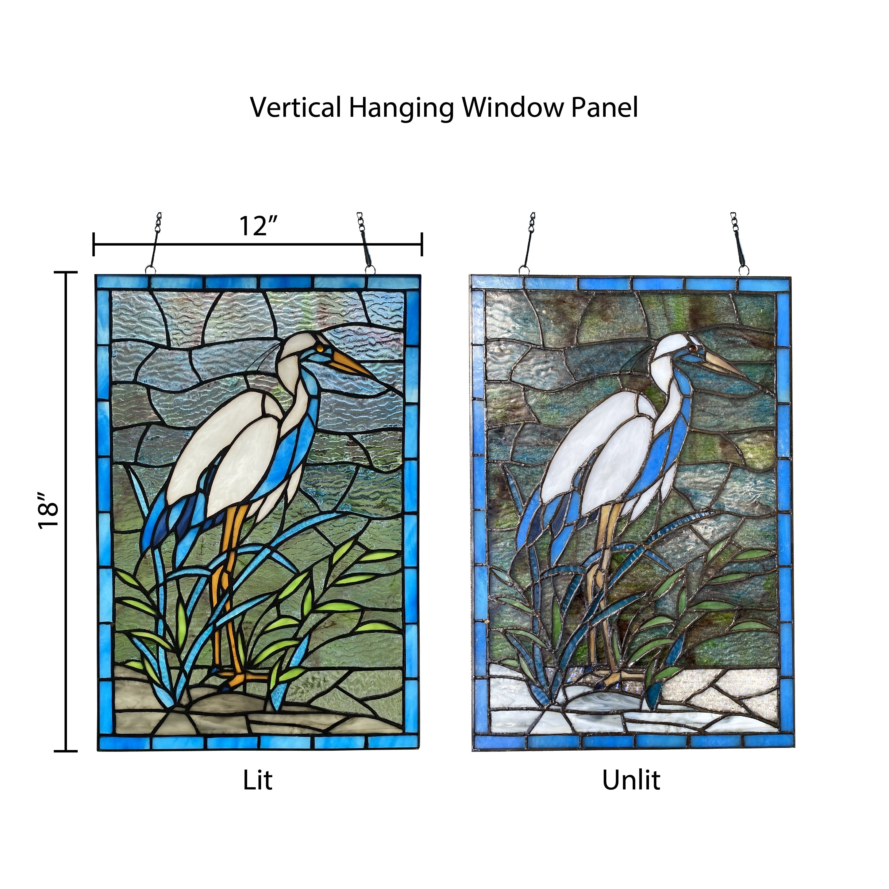 River of Goods River of Goods 18-Inch Majestic Crane Stained Glass Window Panel - 12 x 0.25 x 18