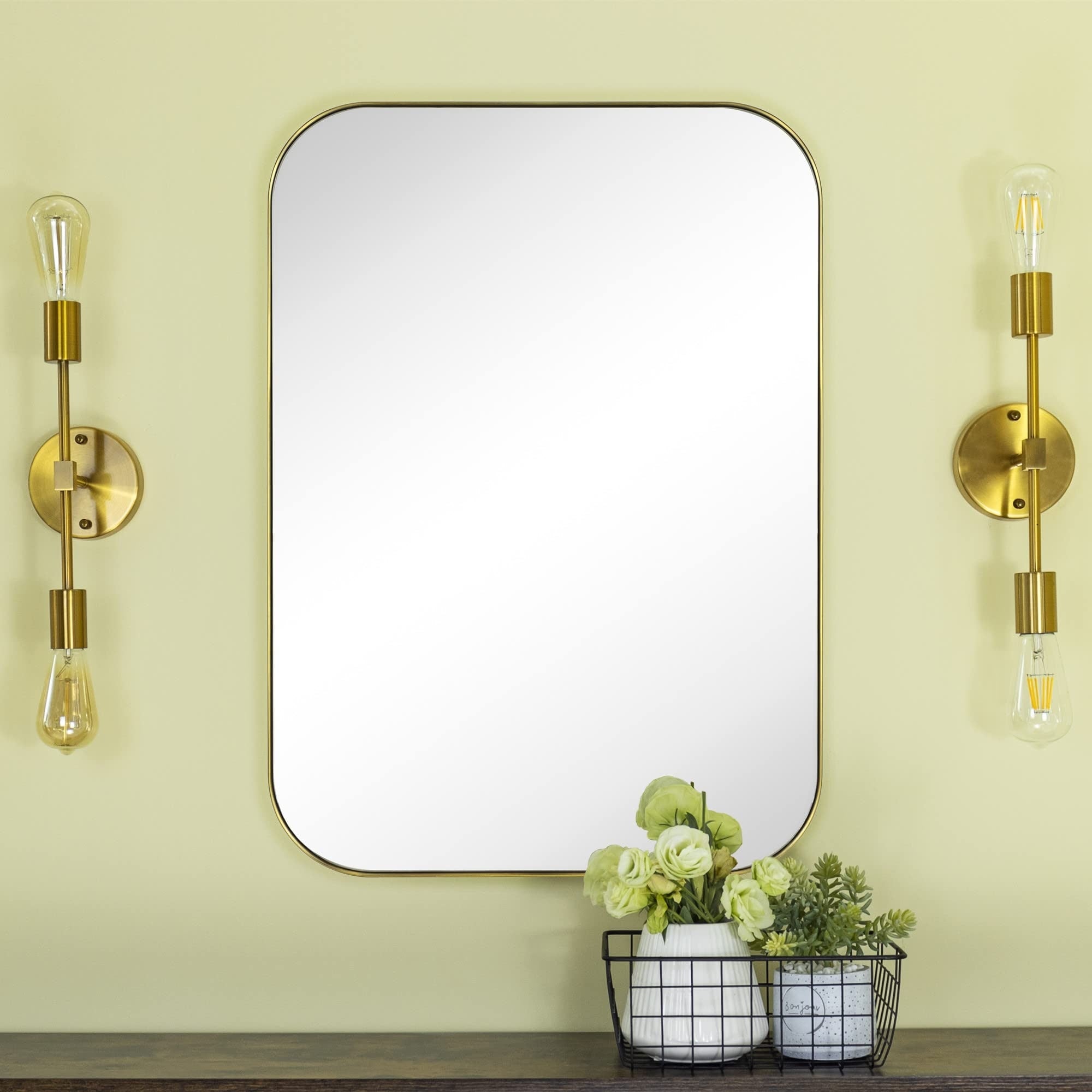 TEHOME Mid-Century Modern Chic Metal Rounded Wall Mirrors