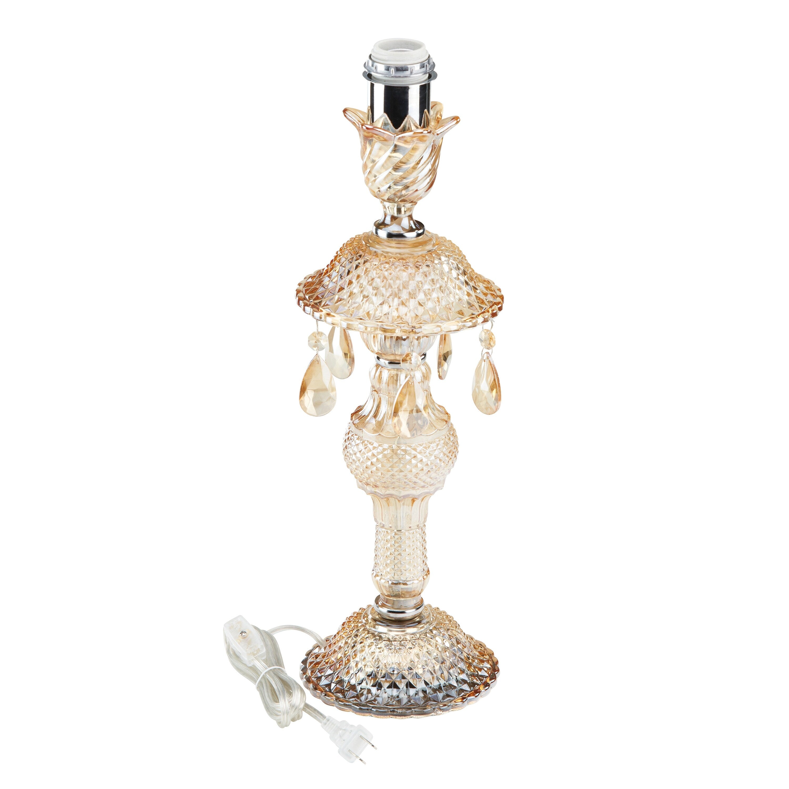 Silver Orchid White Champagne Glass and Metal Table Lamp - 13.875L x 13.875W x 24H