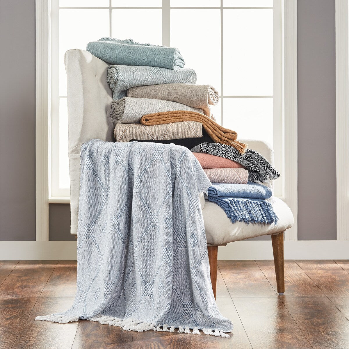 Modern Threads 2 Pack Chester 100-Percent Cotton Throw 50x60