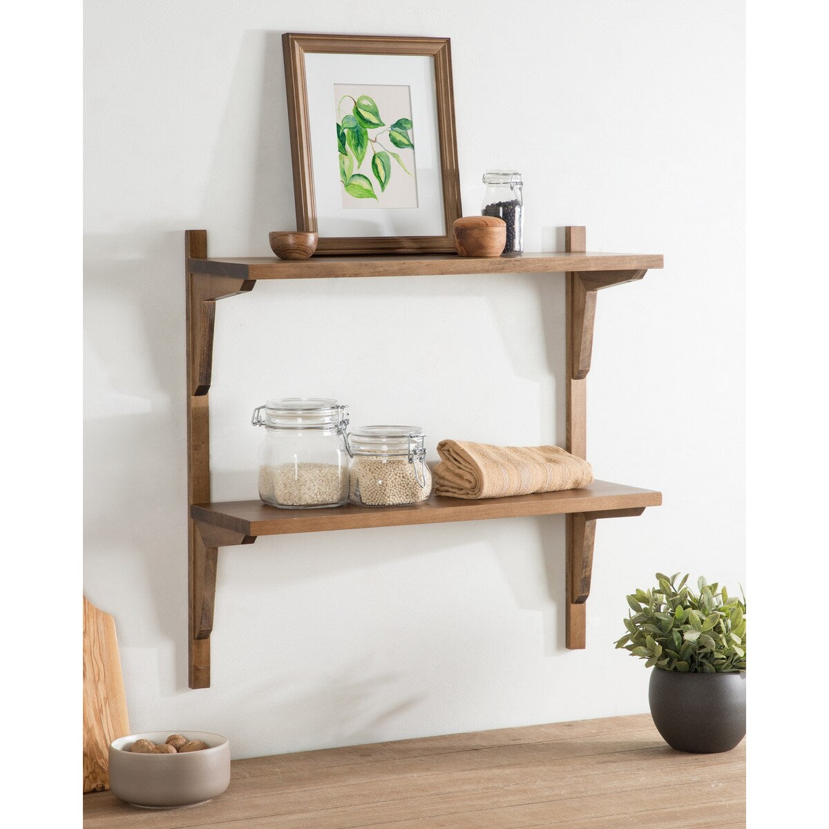 Kate and Laurel Meridien Mid-Century Wall Shelves - 24x8x24