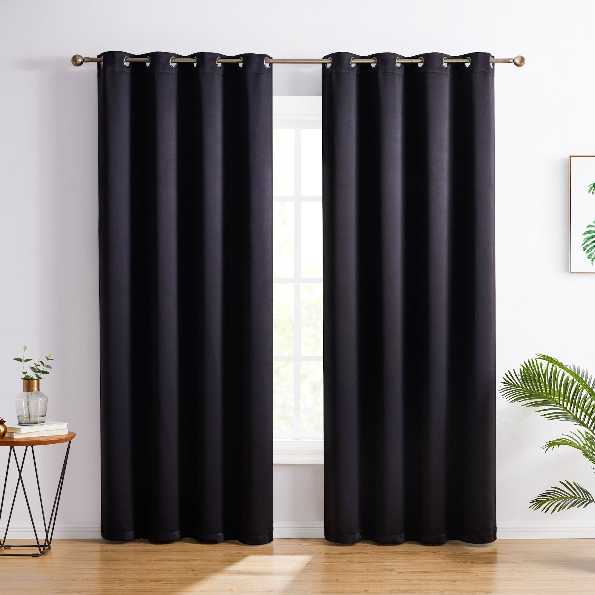 HLC.me Oxford Blackout Curtains - Thermal Insulated Window Treatment Grommet Panels, Set of 2