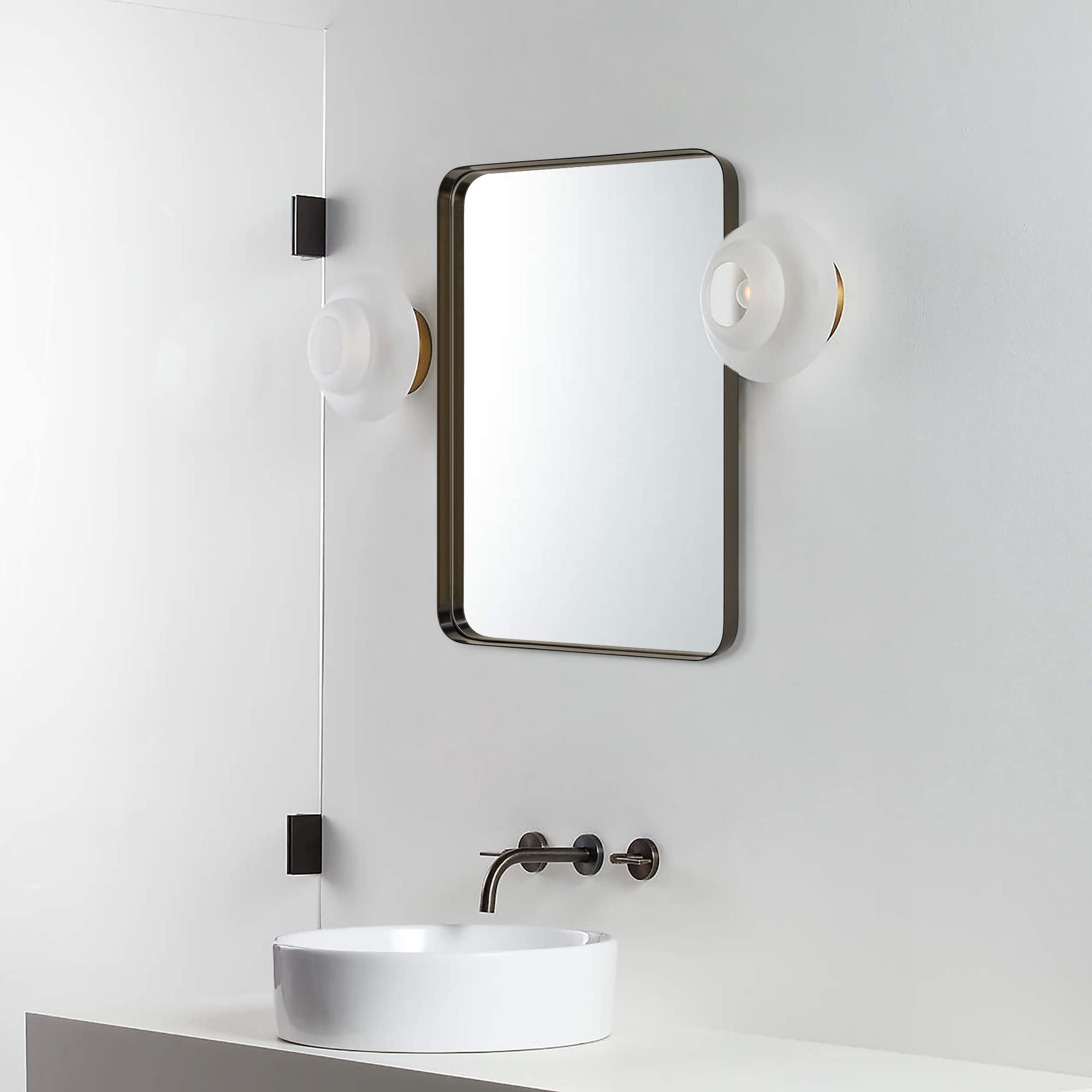 TEHOME Arthers Stainless Steel Metal Bathroom Vanity Wall Mirror