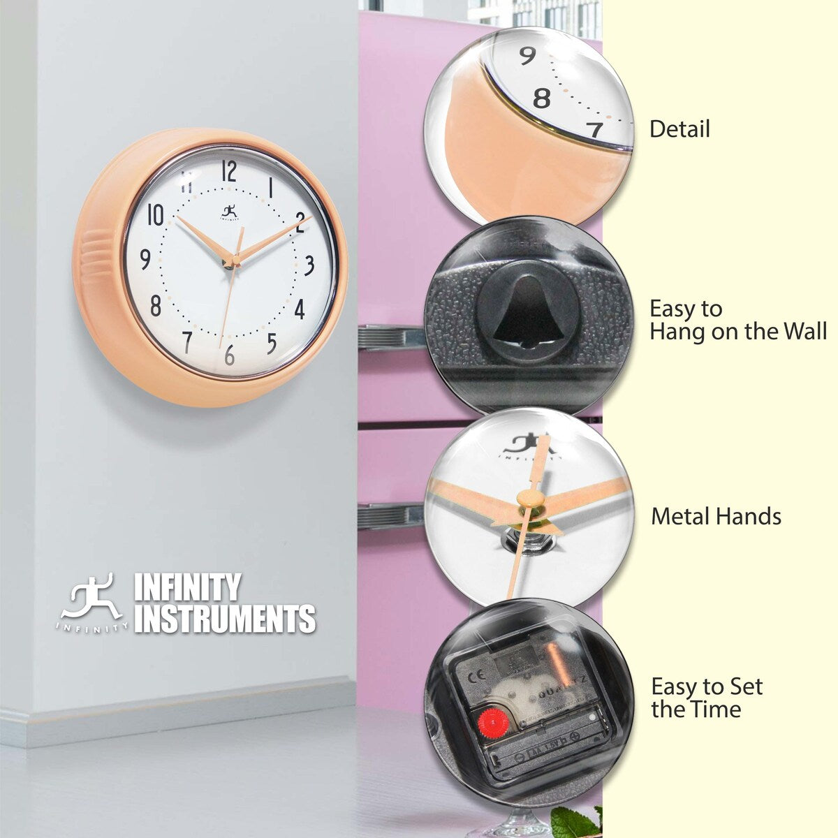 Round Retro Kitchen Wall Clock by Infinity Instruments