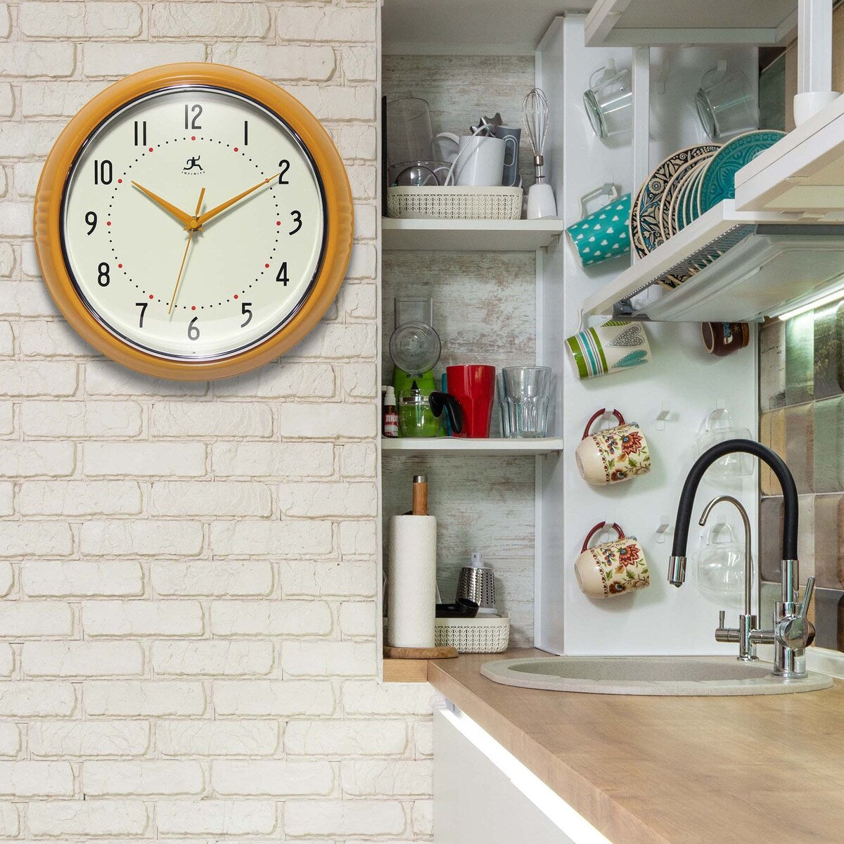 Round Retro Kitchen Wall Clock by Infinity Instruments