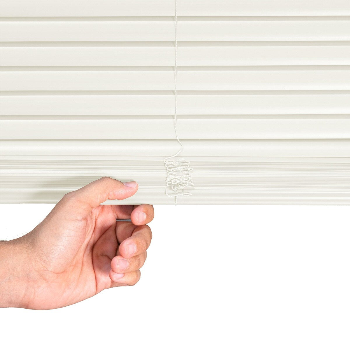 CHICOLOGY Cordless 1-Inch Vinyl Mini Blinds Room Darkening, Alabaster