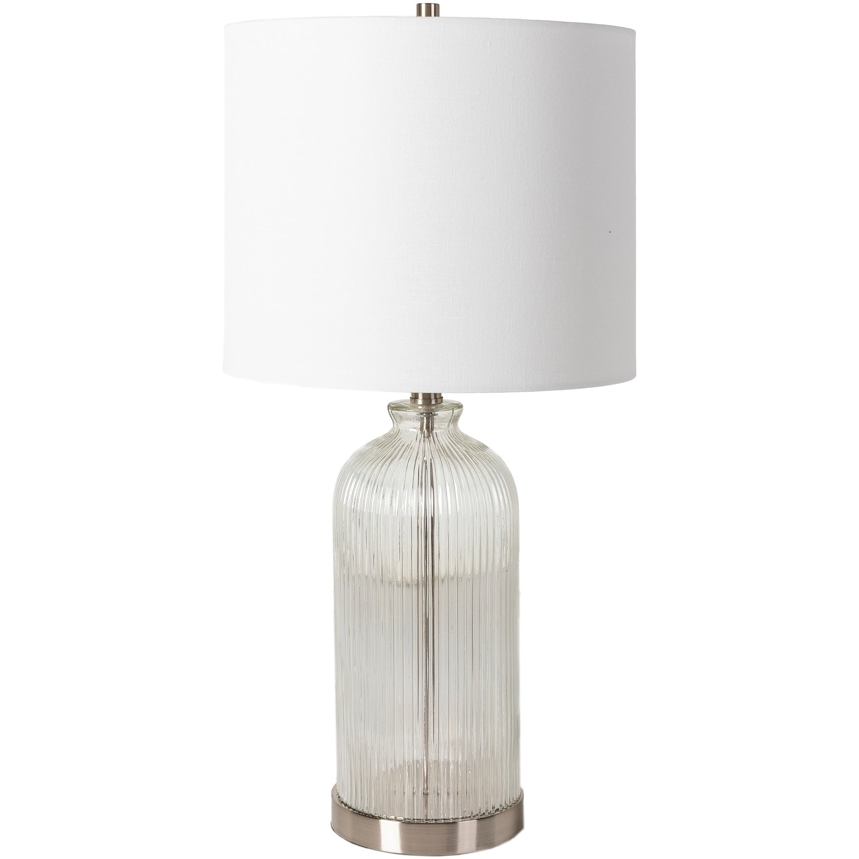 Carrie-Ann Clear Textured Bottle Table Lamp - 27H x 13W x 13D