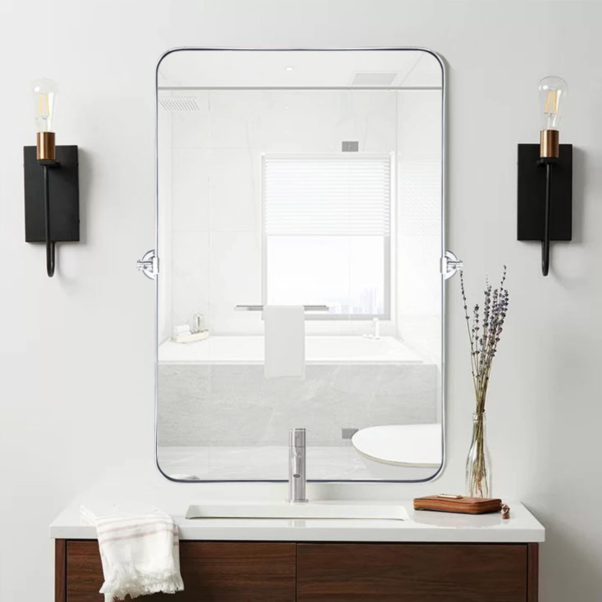 TEHOME Jonathan Rectangle Pivot Tilt Metal Wall Mirror