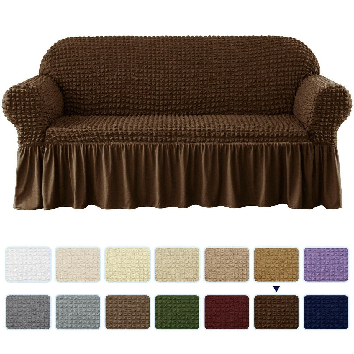 Subrtex 1 Piece Sofa Slipcover Seersucker Skirt Stretch Spandex Furniture Protector