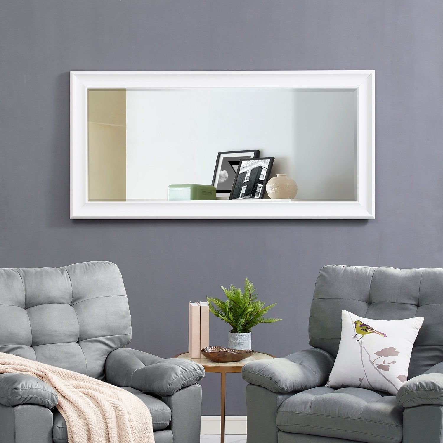 Tall Mirror Full Body Oversized Mirror Smooth Faux Wood Frame Rectangle Wall Mounted Hanging Mirror