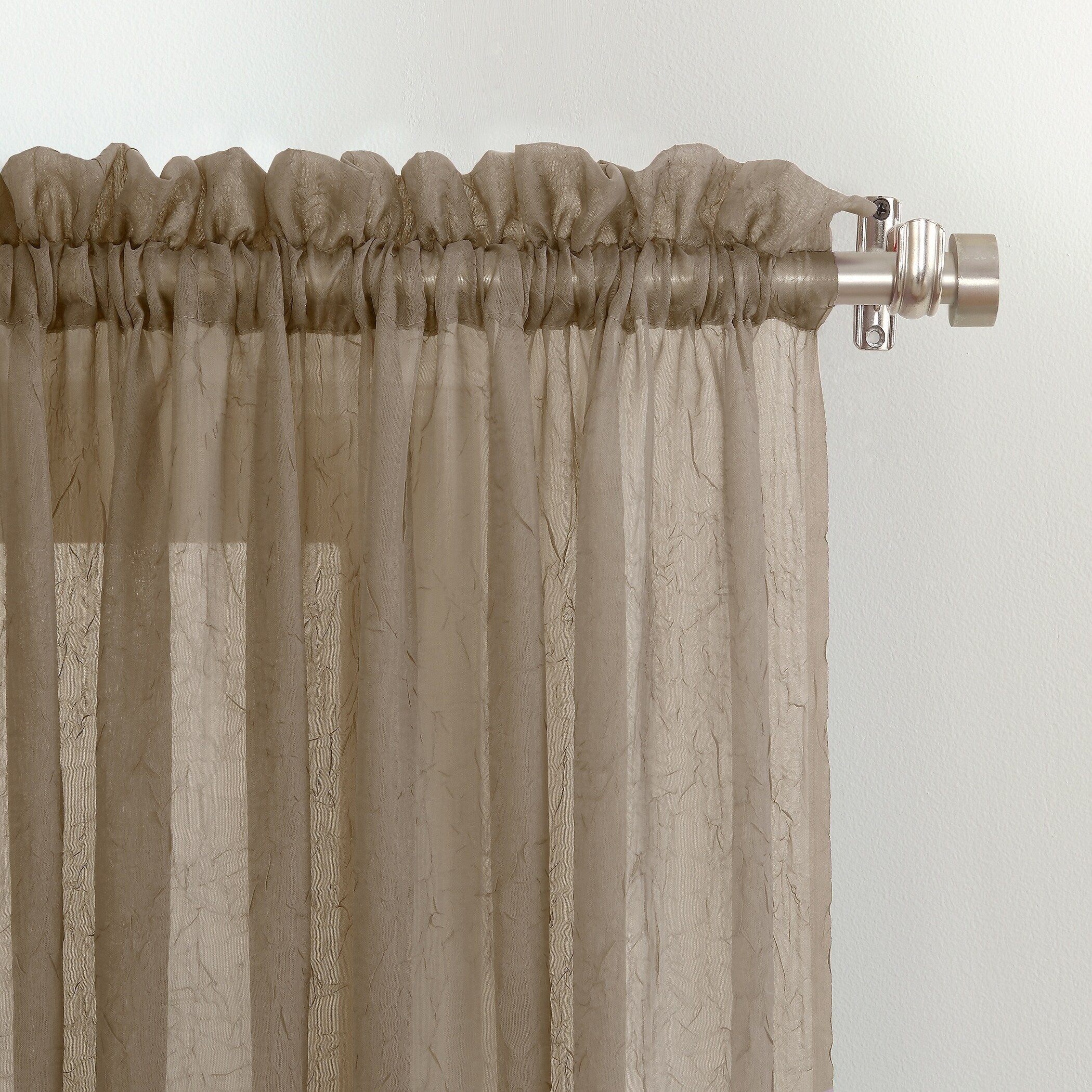 No. 918 Erica Crushed Voile Ascot Beaded Sheer Rod Pocket 1-Piece Curtain Valance