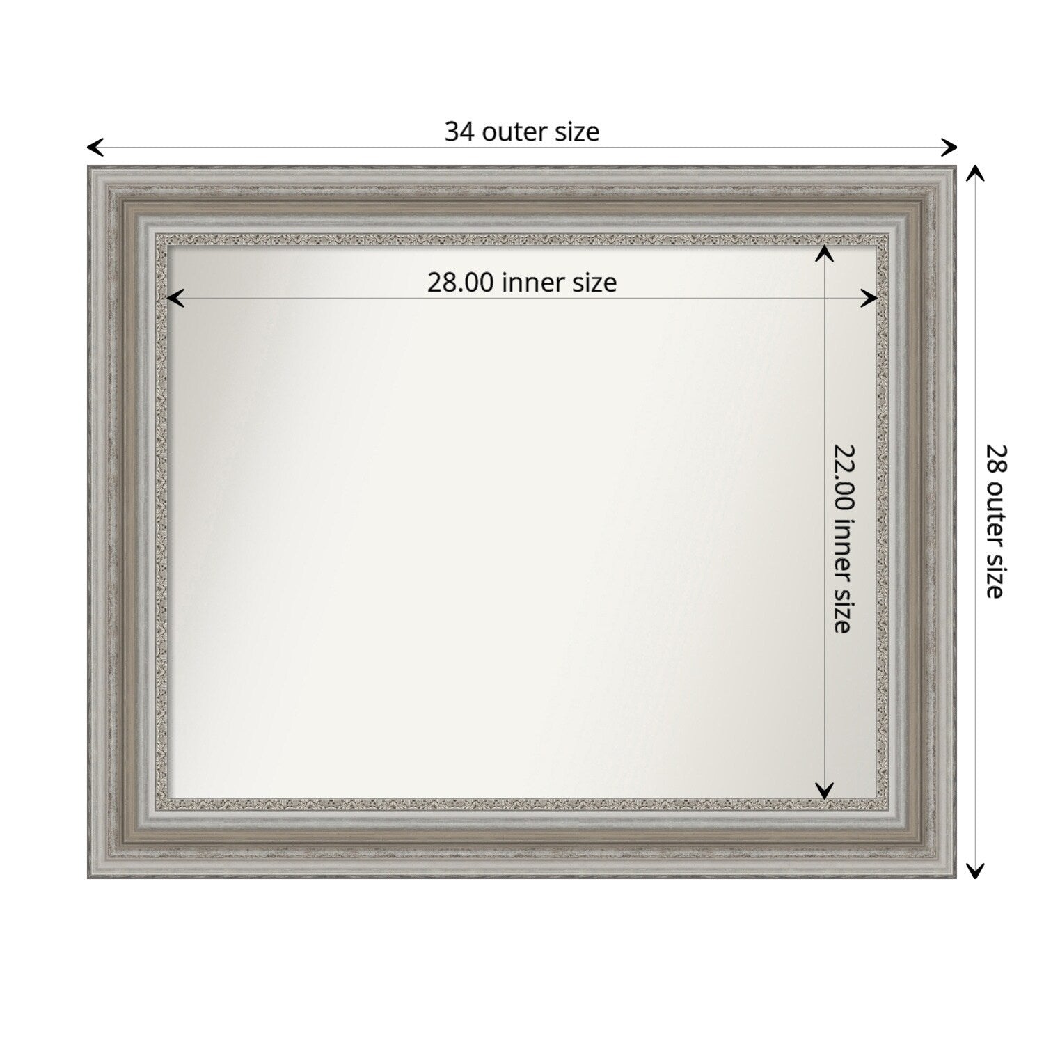 Non-Beveled Bathroom Wall Mirror - Parlor Silver Frame