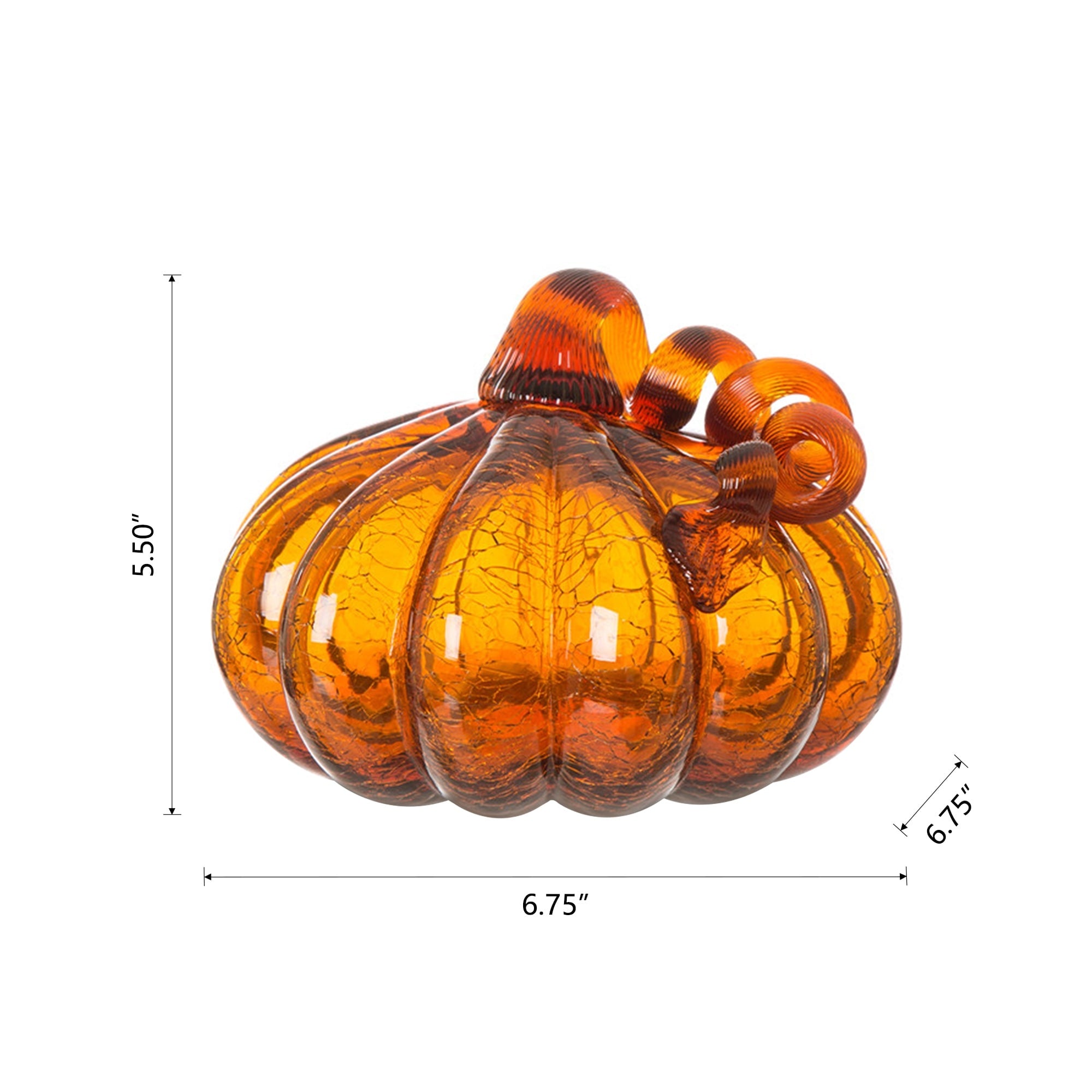 Glitzhome Amber Crackle Handblown Fall Harvest Glass Pumpkins for Thanksgiving Decor