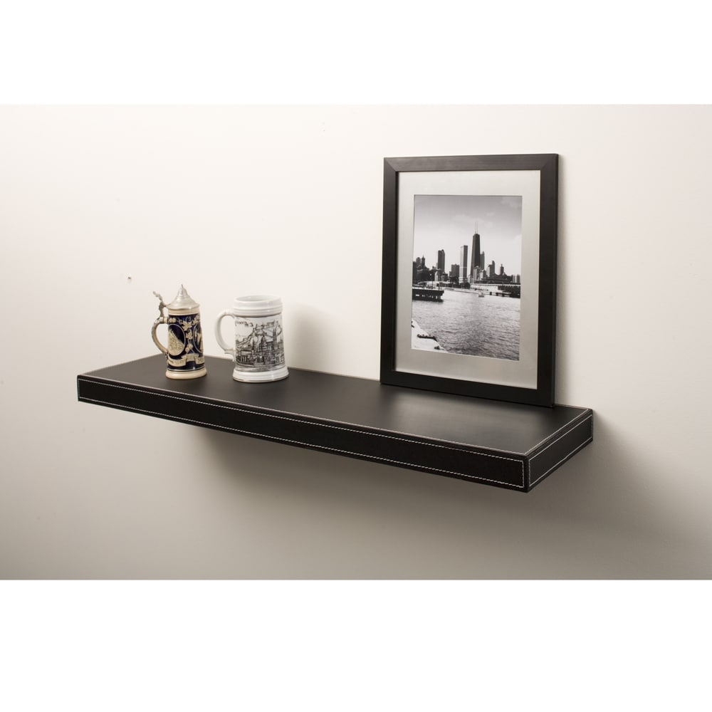 Azure Leather 24-inch Floating Shelf